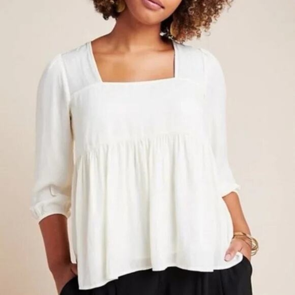 Anthropologie Dolan Left Coast Cherie babydoll top in cream